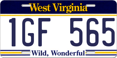 WV license plate 1GF565