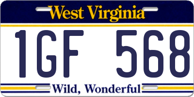 WV license plate 1GF568