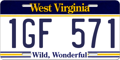 WV license plate 1GF571