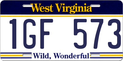 WV license plate 1GF573