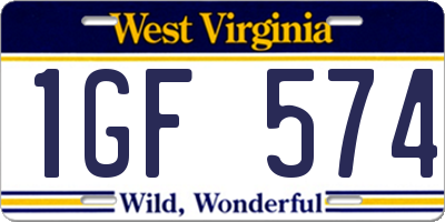 WV license plate 1GF574
