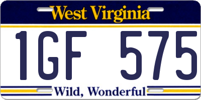WV license plate 1GF575