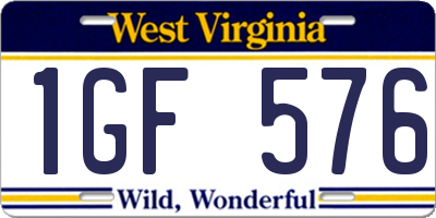 WV license plate 1GF576