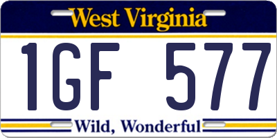 WV license plate 1GF577