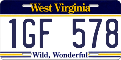 WV license plate 1GF578
