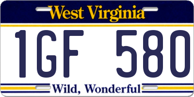 WV license plate 1GF580