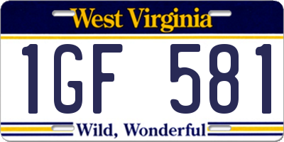 WV license plate 1GF581