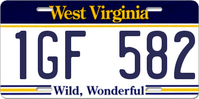 WV license plate 1GF582
