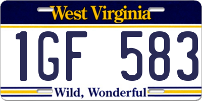 WV license plate 1GF583
