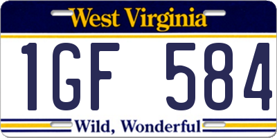 WV license plate 1GF584