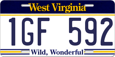 WV license plate 1GF592