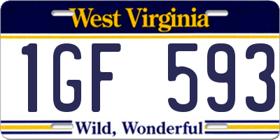 WV license plate 1GF593