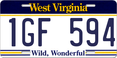 WV license plate 1GF594