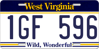 WV license plate 1GF596