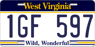 WV license plate 1GF597