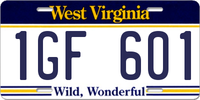WV license plate 1GF601