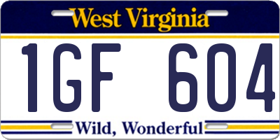 WV license plate 1GF604