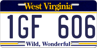 WV license plate 1GF606