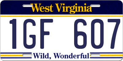 WV license plate 1GF607