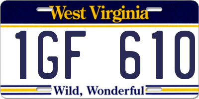 WV license plate 1GF610