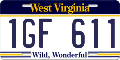 WV license plate 1GF611