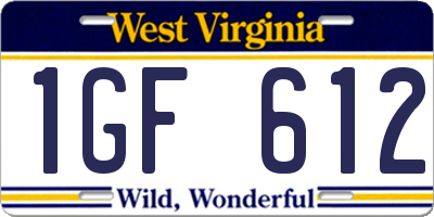 WV license plate 1GF612