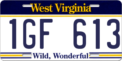 WV license plate 1GF613