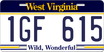 WV license plate 1GF615