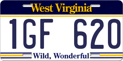 WV license plate 1GF620