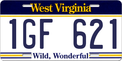 WV license plate 1GF621