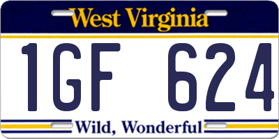 WV license plate 1GF624