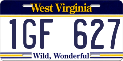 WV license plate 1GF627