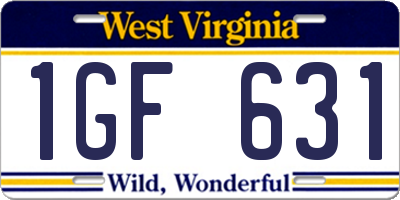 WV license plate 1GF631