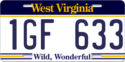 WV license plate 1GF633