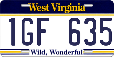 WV license plate 1GF635