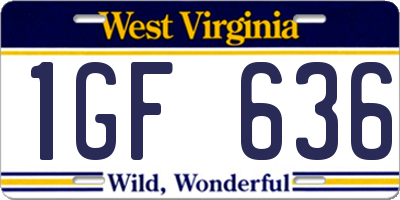 WV license plate 1GF636