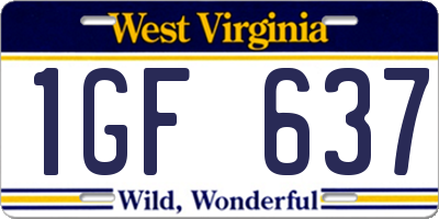 WV license plate 1GF637