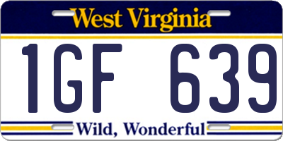 WV license plate 1GF639