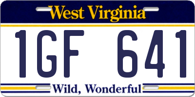 WV license plate 1GF641