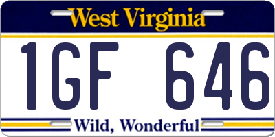 WV license plate 1GF646