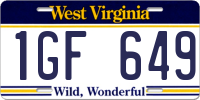 WV license plate 1GF649