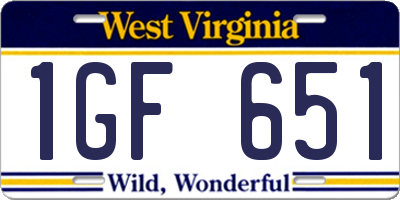 WV license plate 1GF651