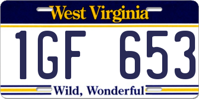 WV license plate 1GF653