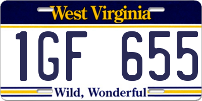 WV license plate 1GF655
