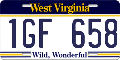 WV license plate 1GF658