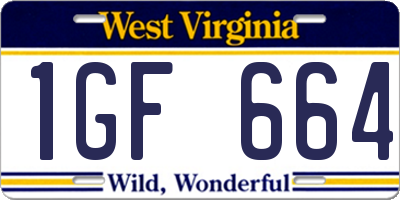 WV license plate 1GF664