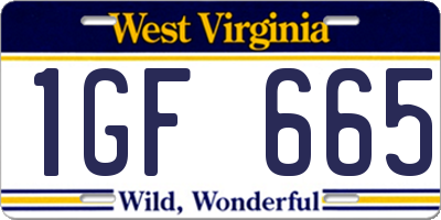 WV license plate 1GF665
