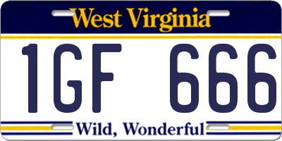 WV license plate 1GF666