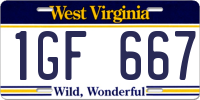 WV license plate 1GF667