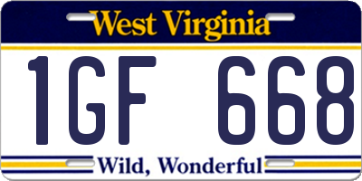 WV license plate 1GF668
